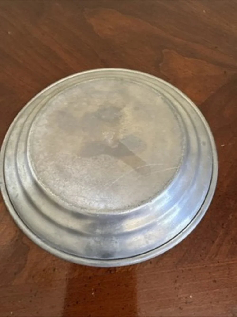 Vintage Covered Round Butter Pewter Dish stamped WEB 1180